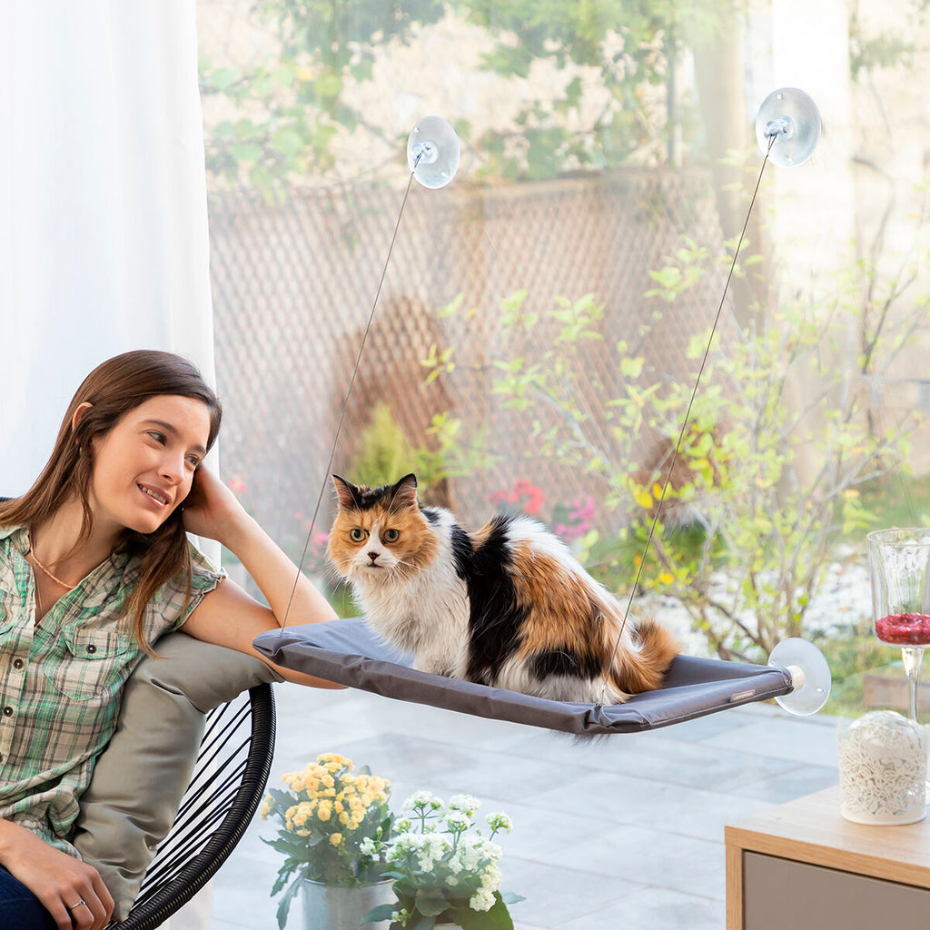 Hamaca de ventana para gatos con ventosas (hasta 30 kg)