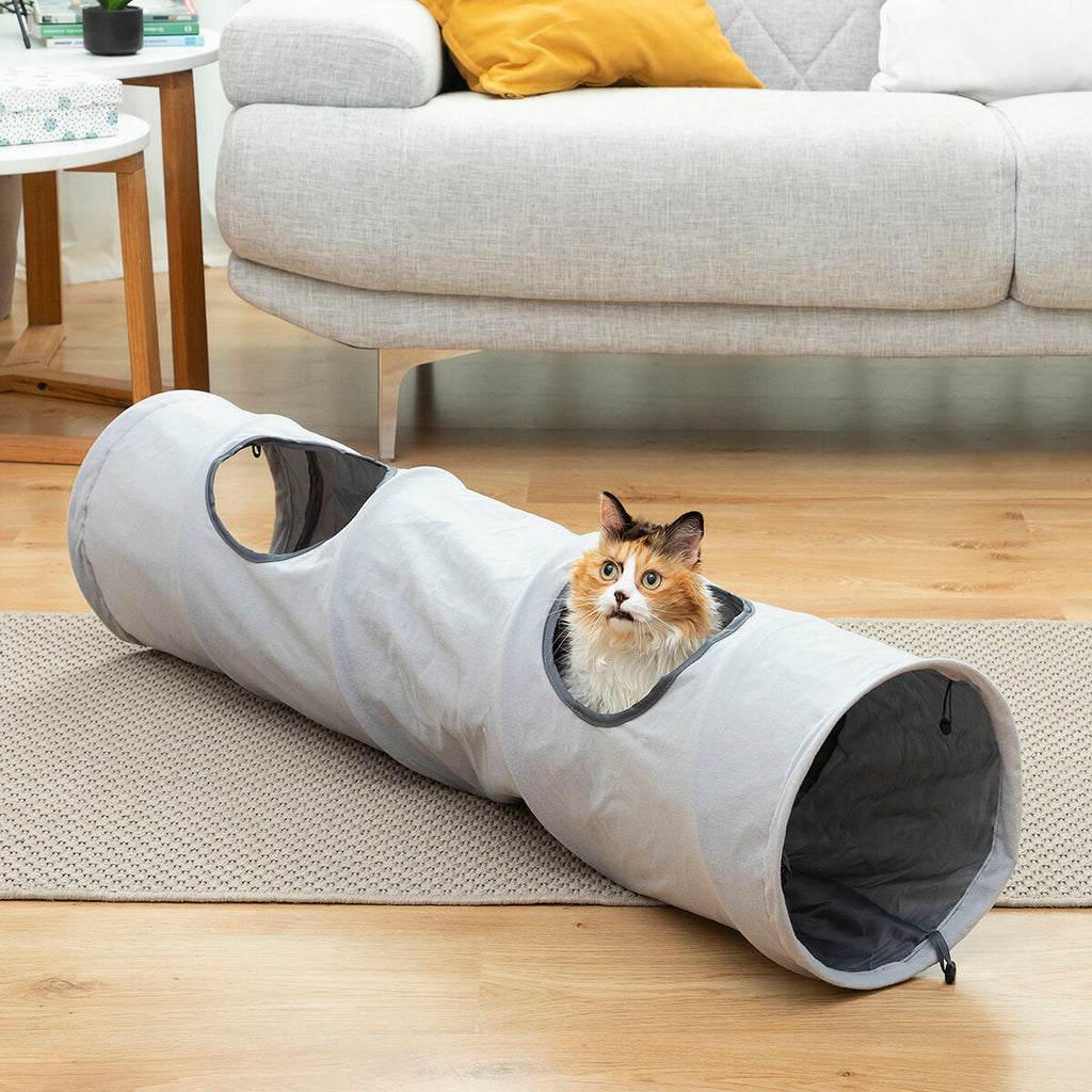 Túnel plegable para gatos con 2 ventanas (114 cm)