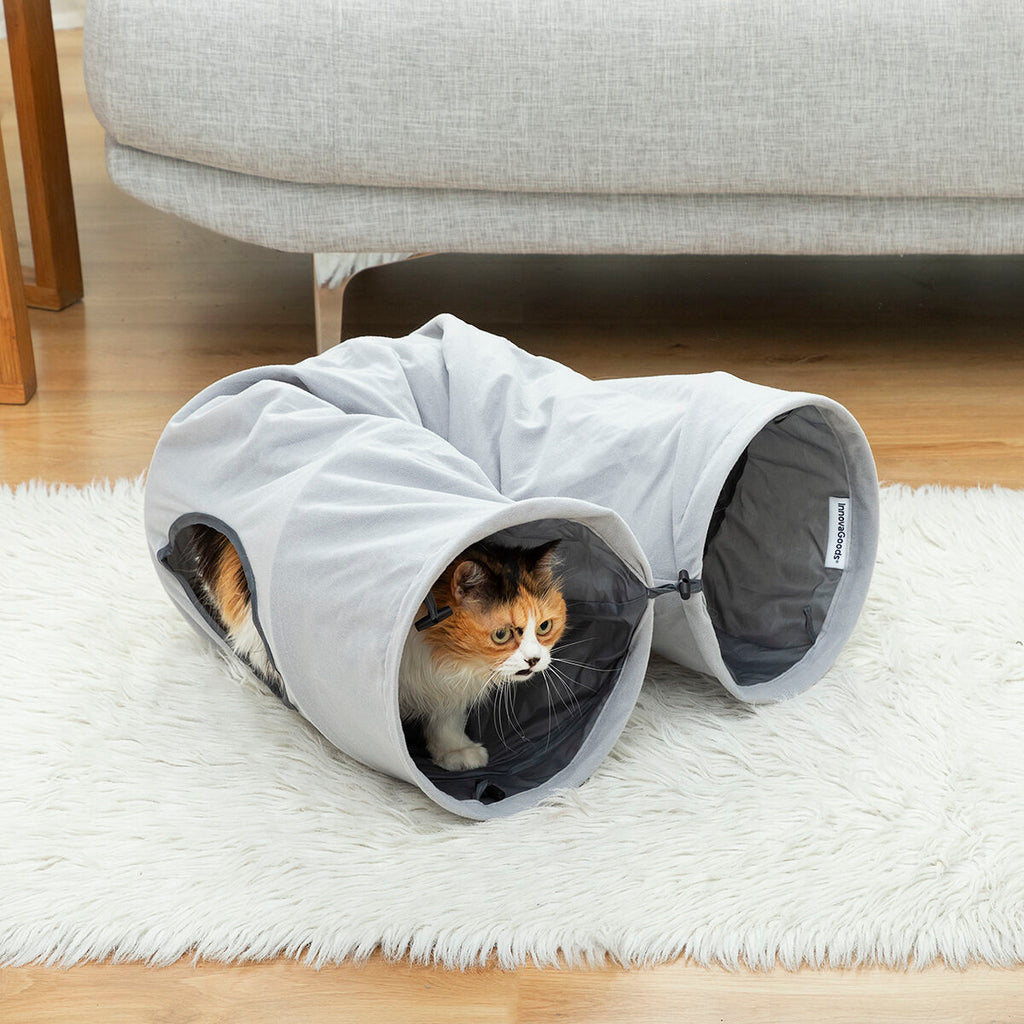 Túnel plegable para gatos con 2 ventanas (114 cm)