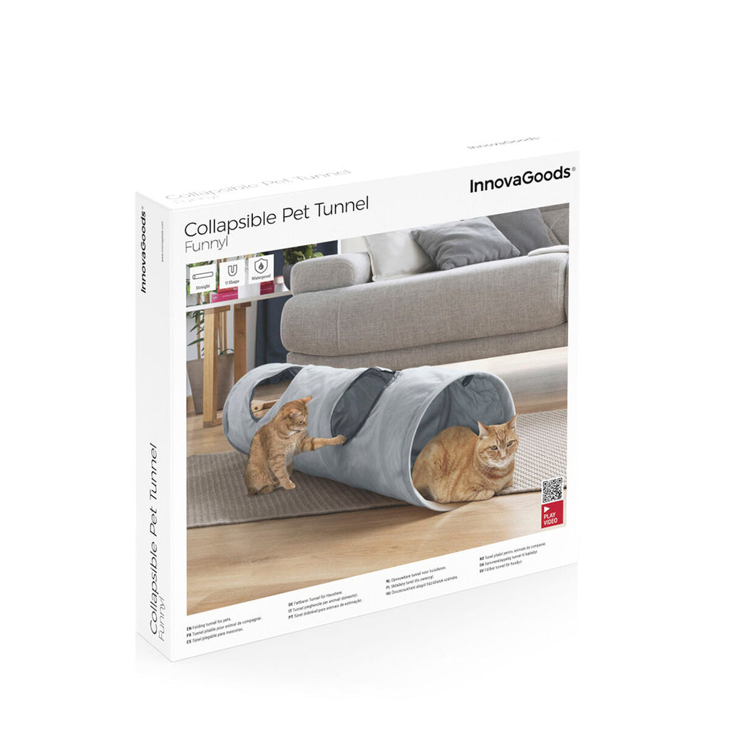 Túnel plegable para gatos con 2 ventanas (114 cm)