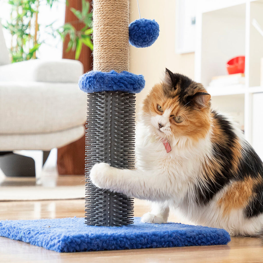 Rascador para gatos 3 en 1 con masajeador y pelota